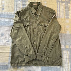 Alpha Industries Olive Green Tiger Patch Button Down 2XL